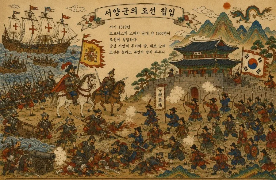 코르테스의 콩키스타도르 1500명 vs 조선.jpg_1.webp