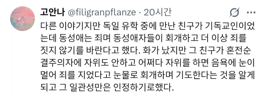 동성애는 죄악이라고 말하고 다녔다는 유학생 친구_1.webp