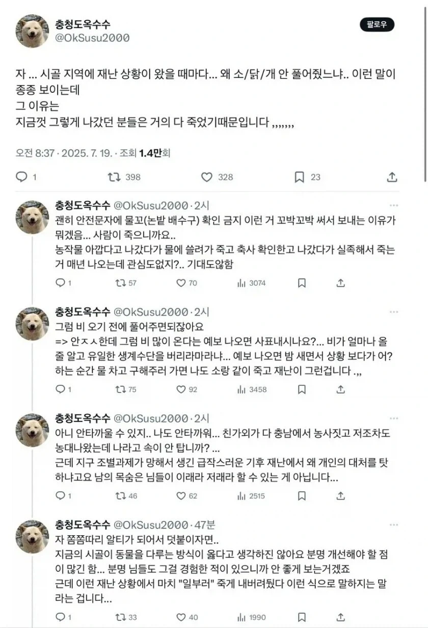 시골에 재난 상황 왔을때 가축들 안풀어주는 이유_1.webp