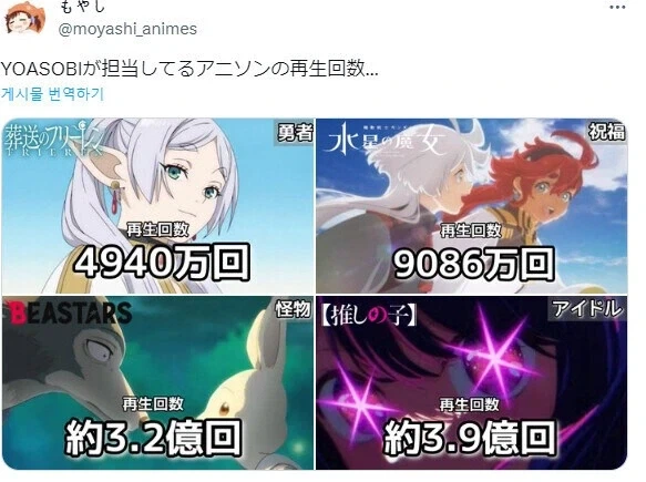 YOASOBI 애니송 재생횟수 (예전기준)_1.webp