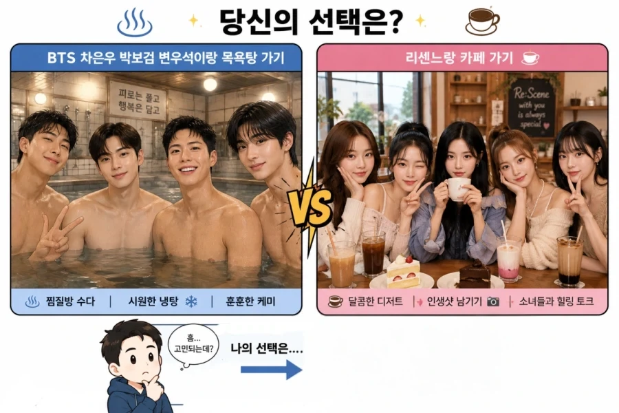 미남들이랑 목욕탕 vs 미녀들이랑 카페.jpg_1.webp