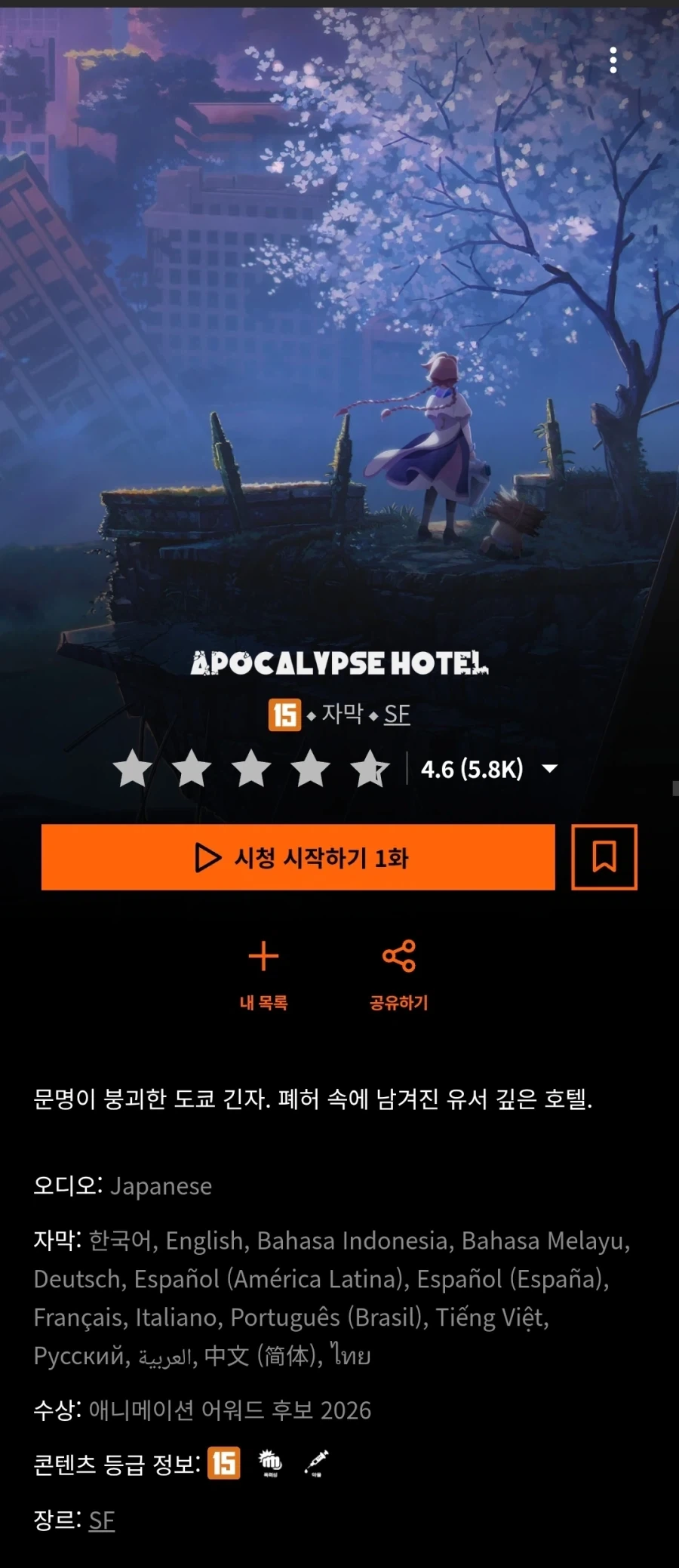 크런치롤) 아포칼립스 호텔 공개