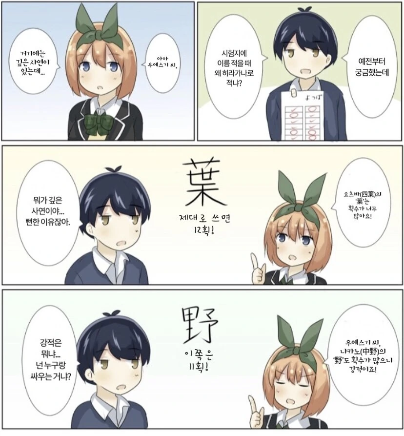 [5등분] 한자가 어렵다는 요츠바.manhwa