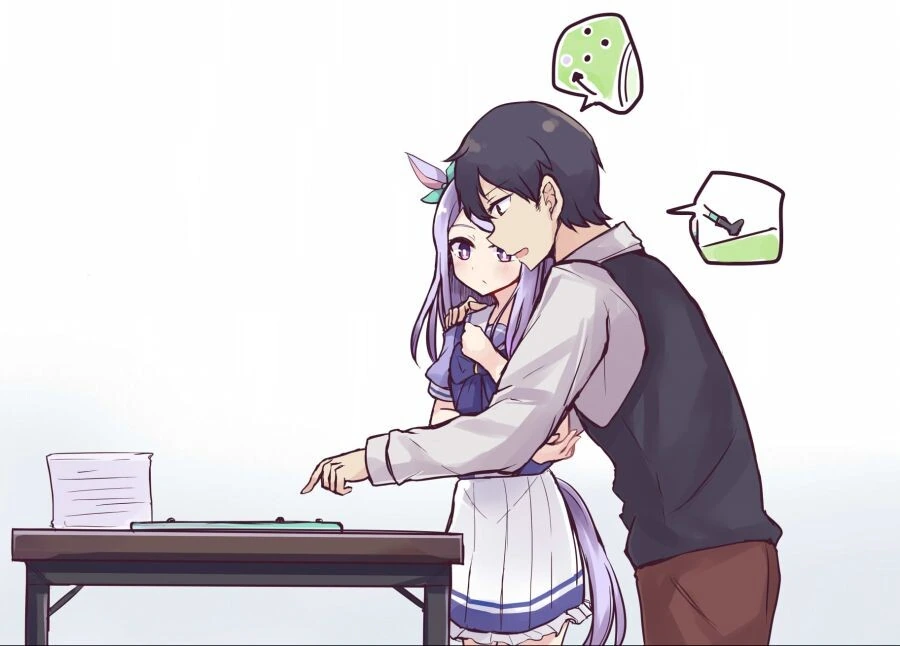 [말딸] 작전을 짜는 트레이너에게 장난을 치는 맥퀸.manhwa