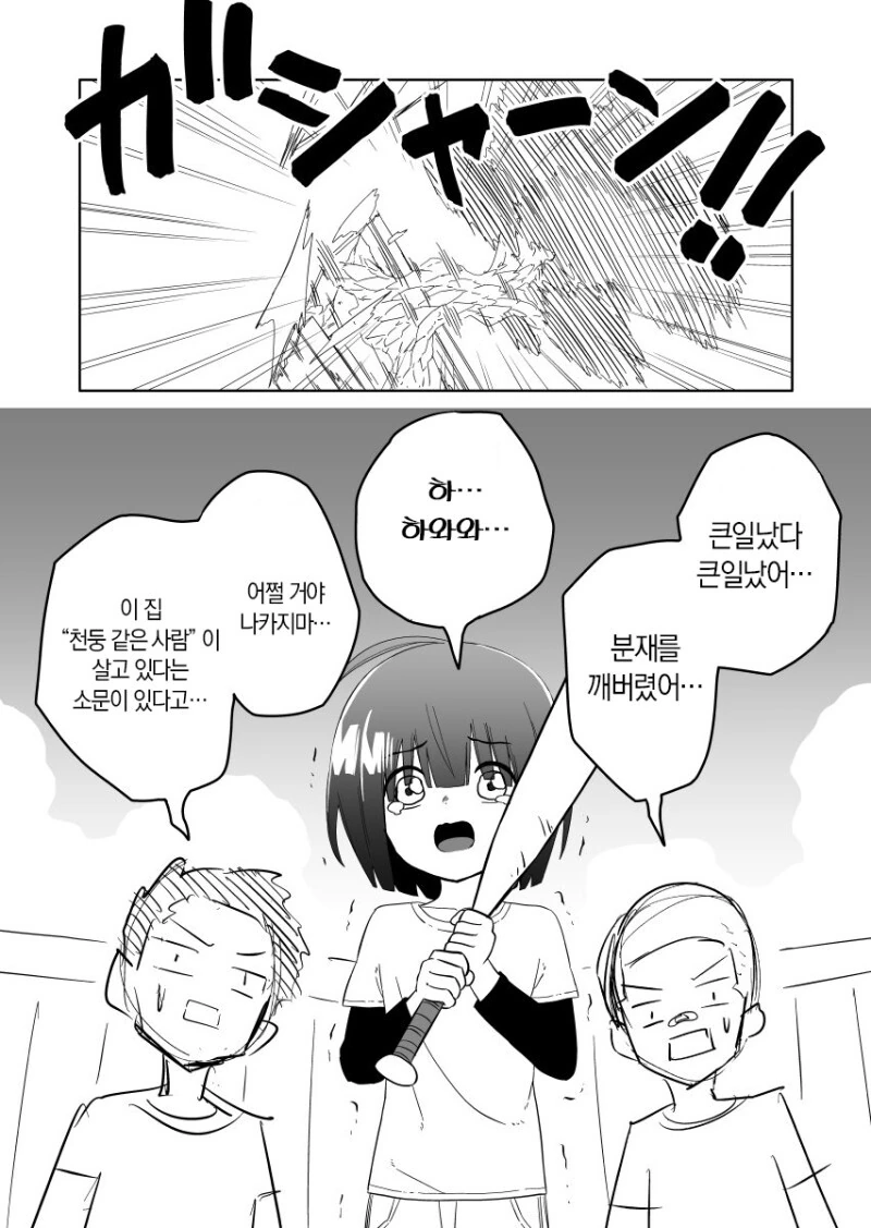 야구하다 분재를 깨트려 누나가 파앙파앙 하는 만화