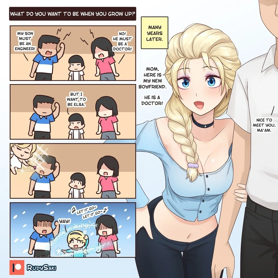 엘사가 되고 싶은 소년의 소원을 들어주는 만화