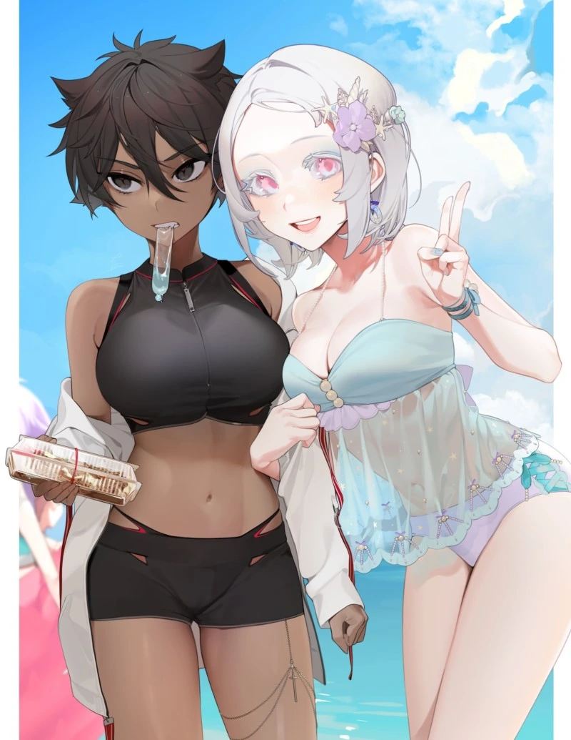 검은 여자아이랑 하얀 여자아이가 꽁냥대는 manga - 이미지 6