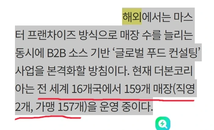 더본코리아 해외 매장 직영점 개수