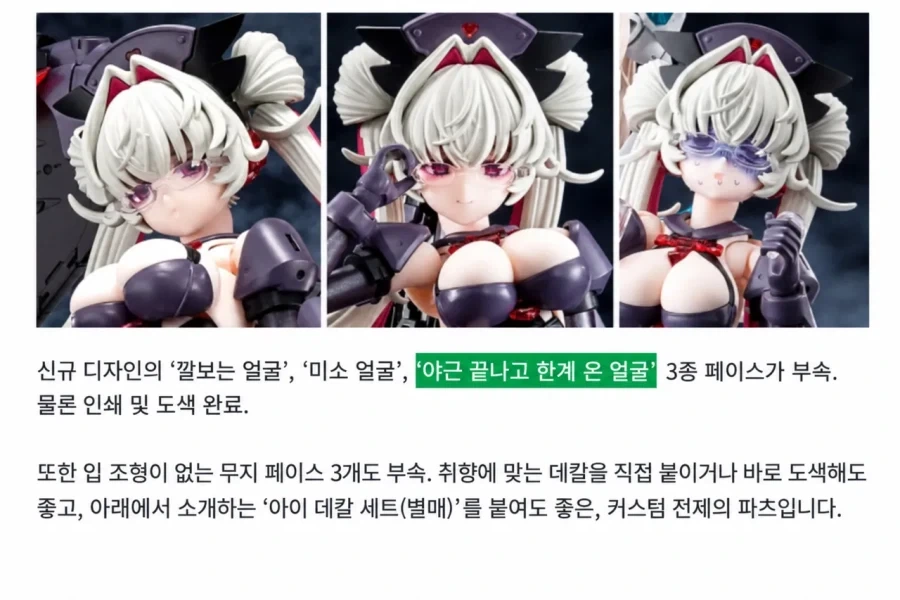 간호사 컨셉 프라모델에 들어있는 얼굴파츠 이름