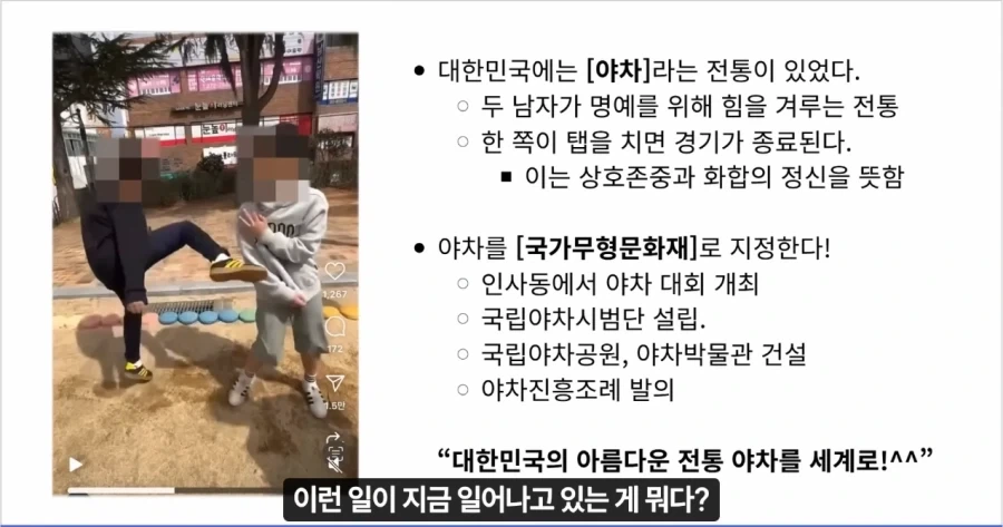 윗대 택견 하는 분이 지금 주류 택견의 상황은 이것과 같다.