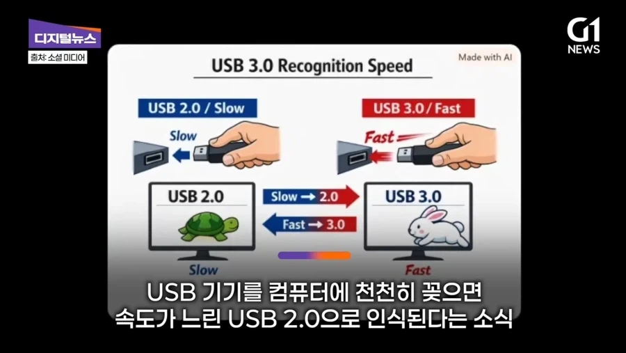 천천히넣으면 느려지는 USB 3.0