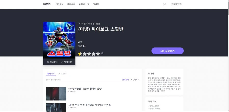 라프텔이 가져온 더빙 만화영화.