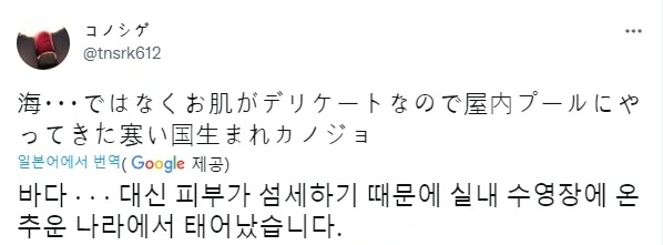 피부가 약해 여름바다는 못 가는 몸이 좀 무거운 설녀눈나