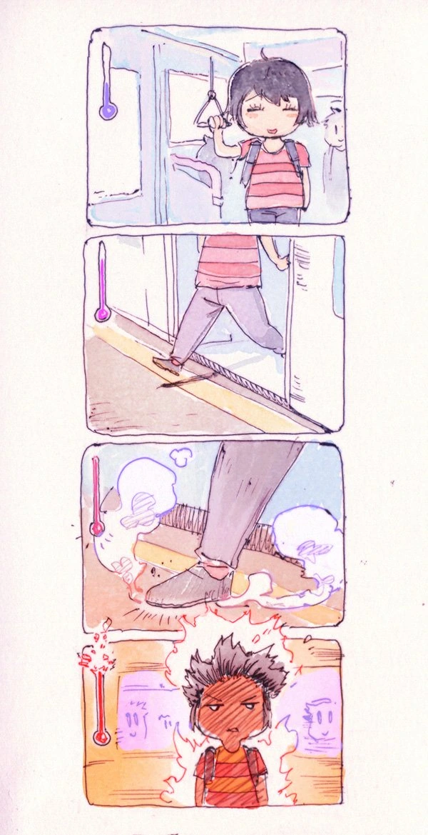 지하철에서 내리는 만화
