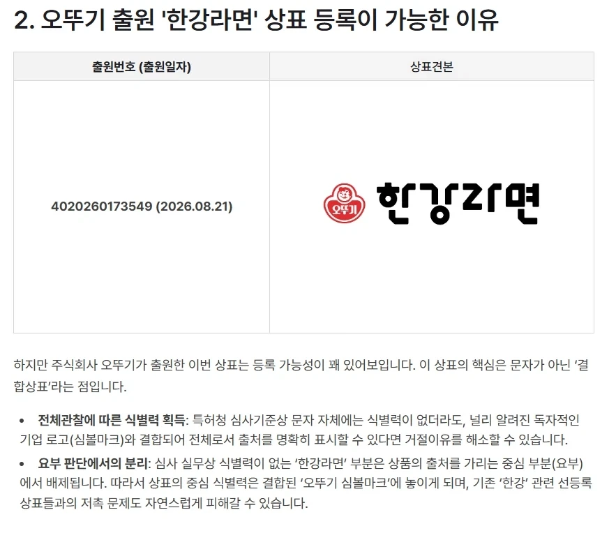 한강) 오뚜기 한강라면 상표권 출원 시도중.JPG - 이미지 2