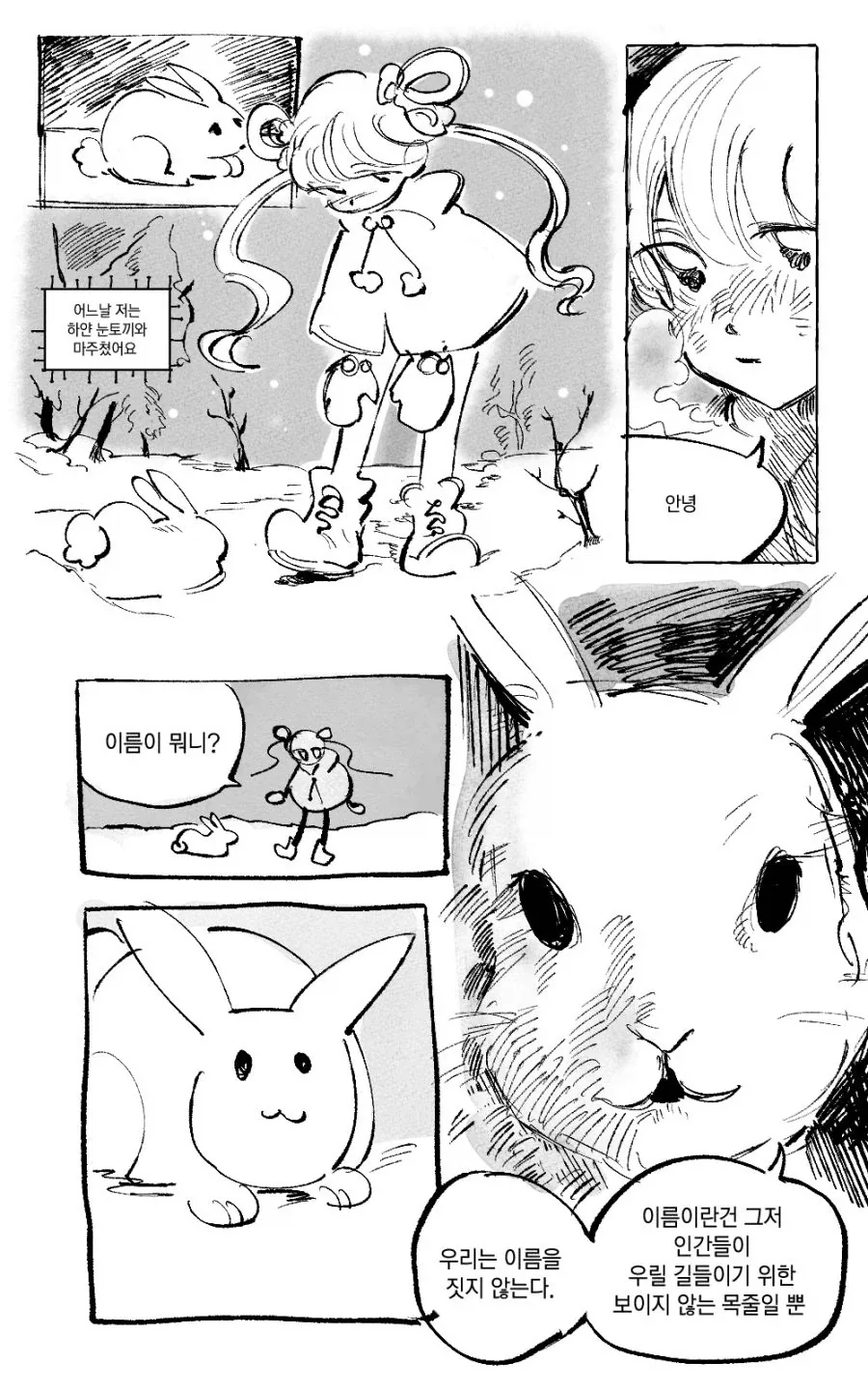 하얀 눈토끼를 만난 소녀