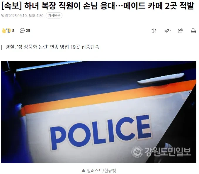 메이드 카페 2곳 적발…성상품화 변질 우려로 단속 시행