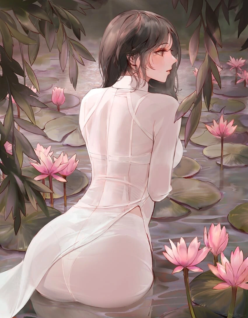 연못에 빠진 베트남 처자
