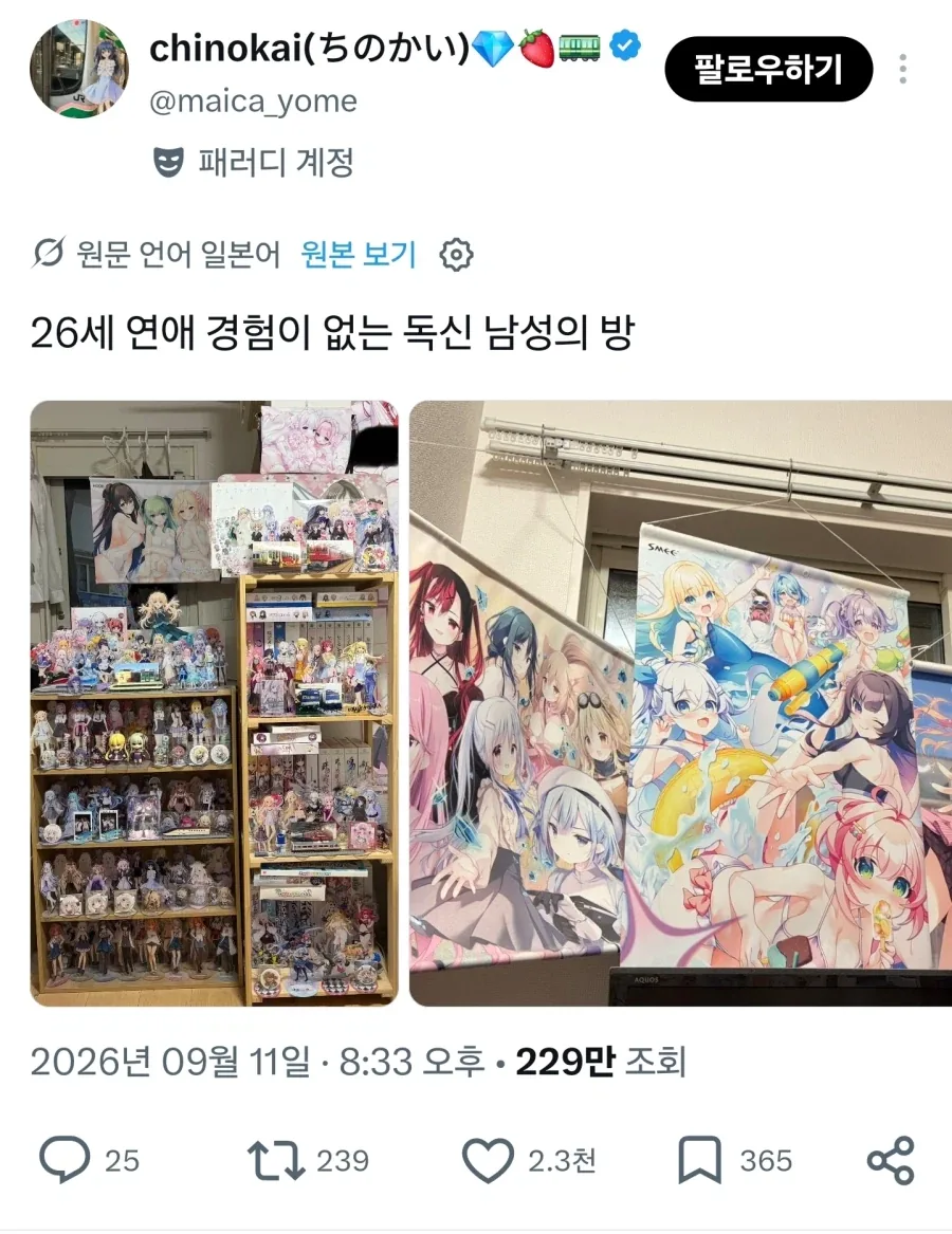 20대 한일남성 방 차이