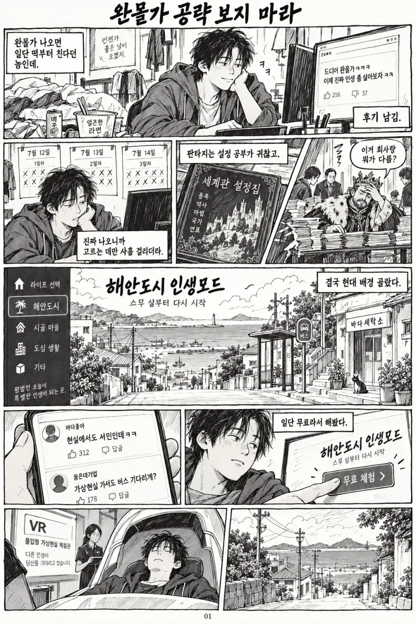 가상현실에서 히로인이랑 62년간 인생살고 나온 후기.....Manhwa