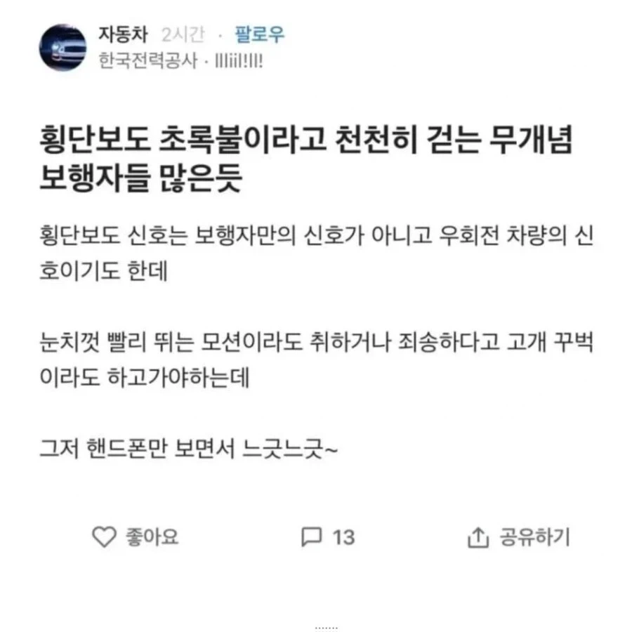 횡단보도 초록불이라고 천천히 걷는 무개념 보행자들.jpg