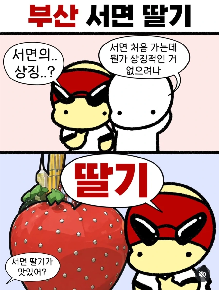 부산 서면 삼정타워 입구에 있는 큰 딸기의 진실