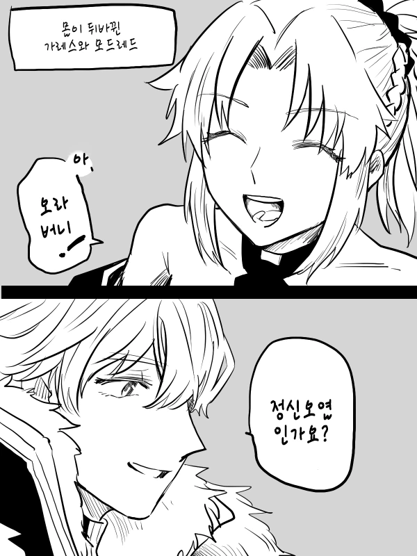 fgo)가레스와 모드레드가 몸이 바뀐 만화