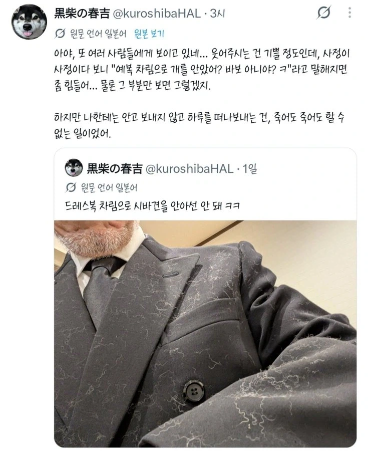 "양복을 입고 시바견을 안아서는 안 돼 ㅋㅋ" - 이미지 2