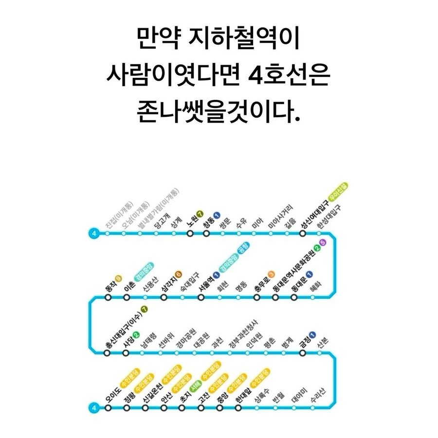 지하철역이 사람이었다면 4호선은 인자강이었을것.manwha - 이미지 2