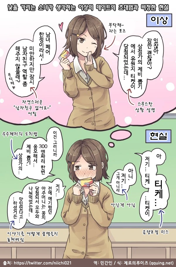 낯을 가리는 소녀의 데이트 초대법
