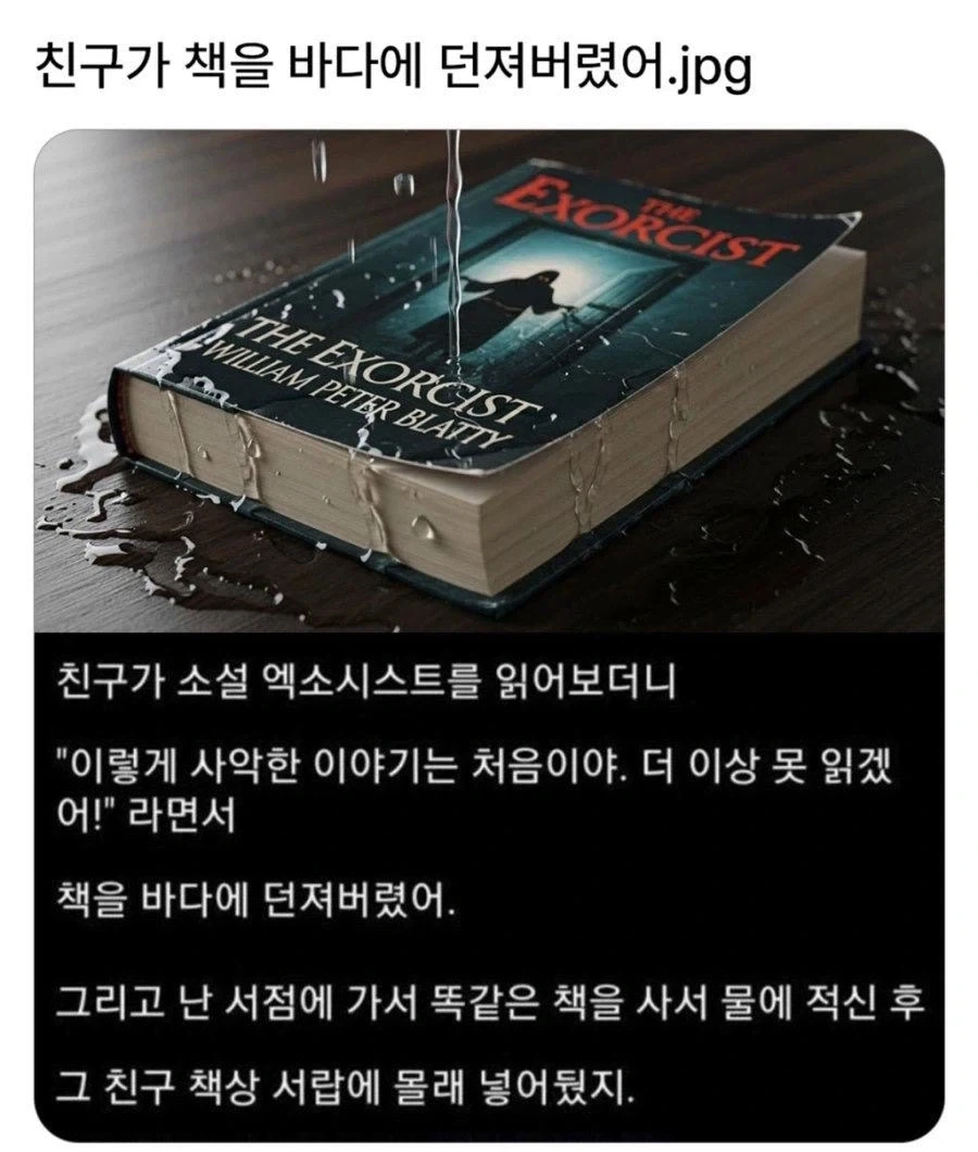 친구가 책을 바다에 던져버렸어
