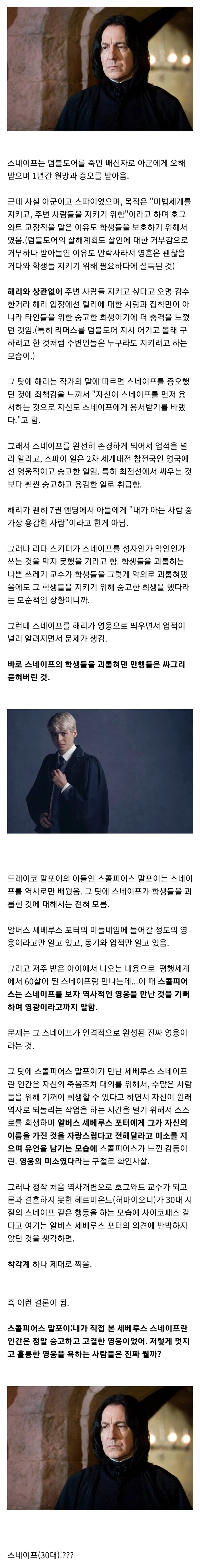 해리포터) 사후 평가까지 비슷하다는 제임스와 스네이프