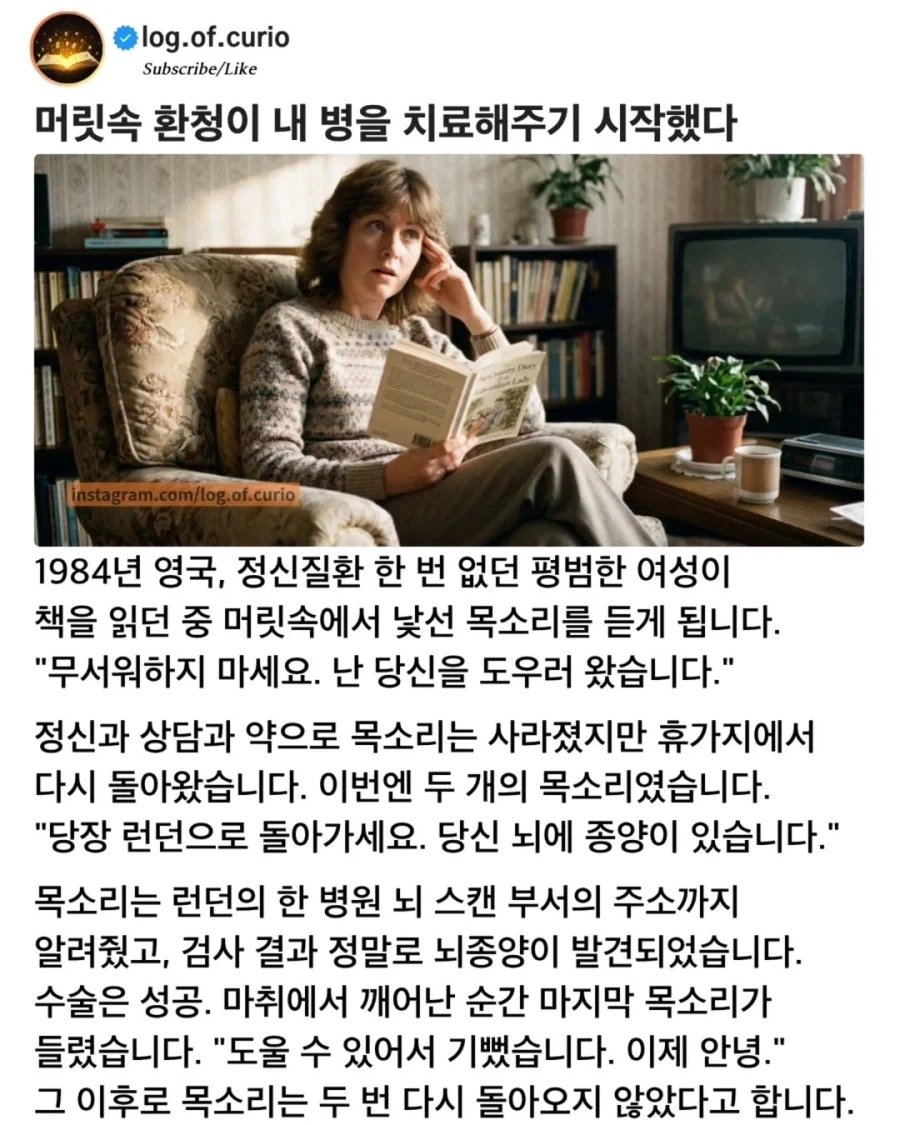 머릿속 환청이 내 병을 치료해주기 시작했다.