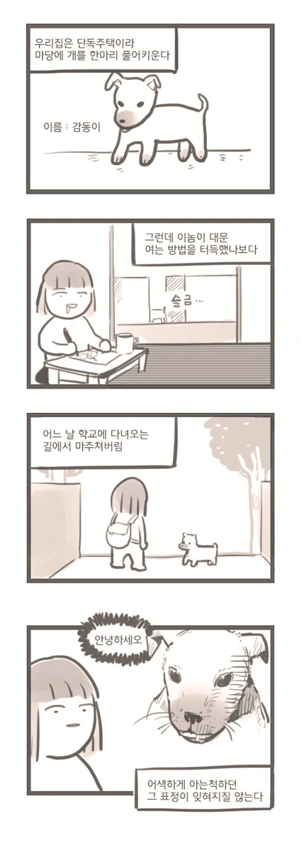 대문 여는 방법을 터득한 강아지.manga