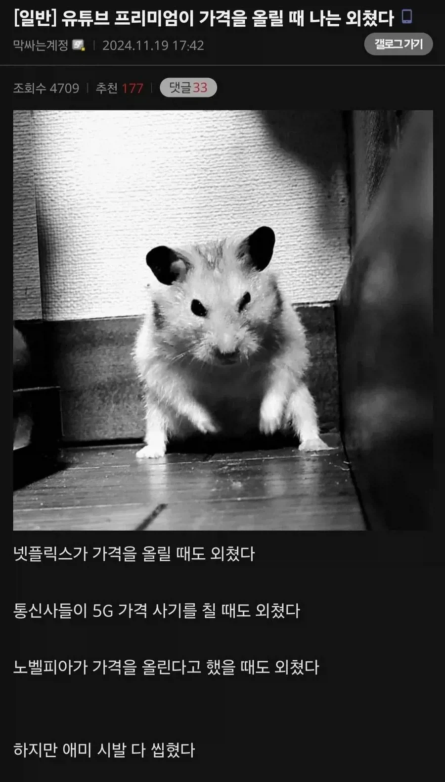 유튜브 프리미엄이 가격을 올릴 때 나는 외쳤다