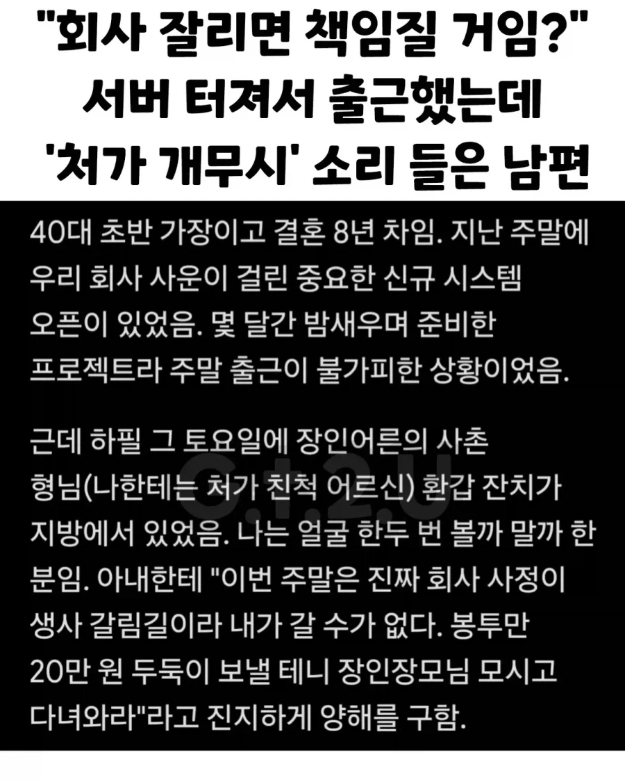 회사 서버 터졌는데 ＇처가 개무시＇ 소리 들은 남편.jpg