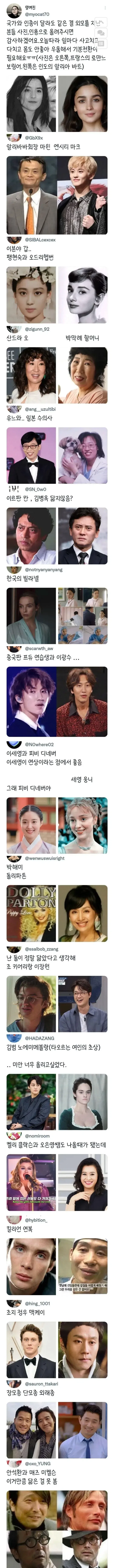 국가와 인종이 달라도 같은 결 외모 .jpg