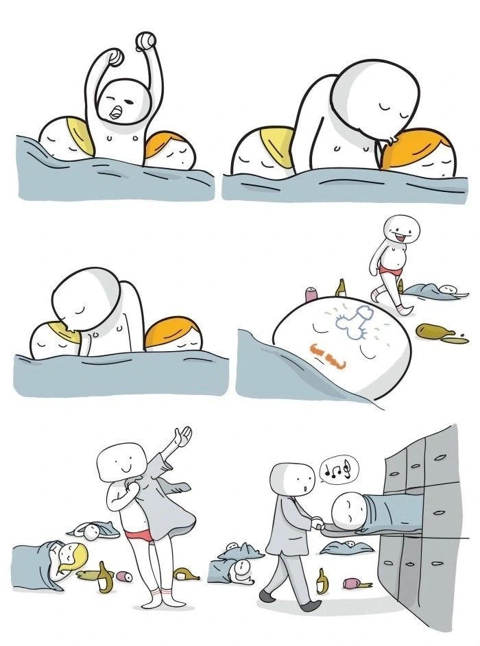 광란의 파티를 보낸 후 다음날
