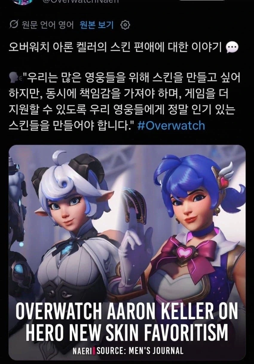 오버워치 스킨 편향 출시에 관한 공식 입장
