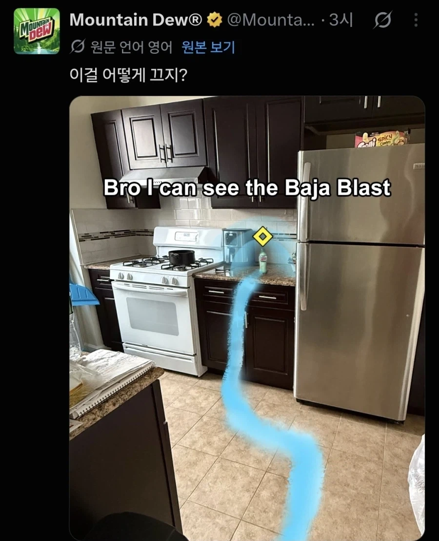 야 나의 마운틴 듀 바자 블라스트 어디 뒀어?