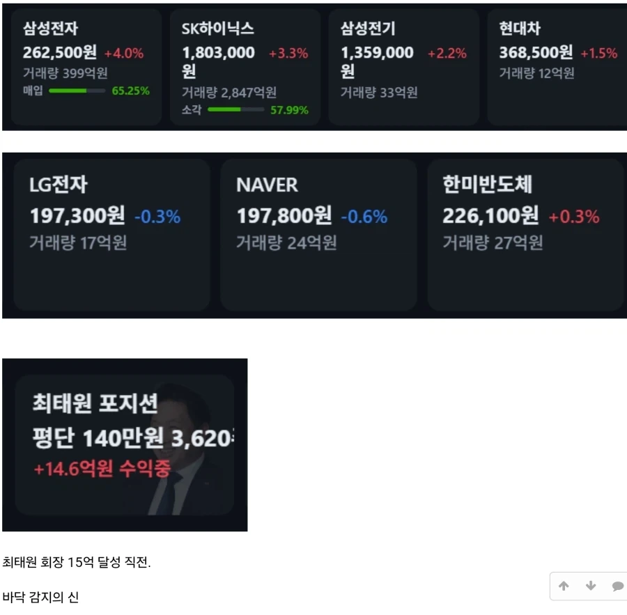 주식)최태원회장 주식수익 14억 달성
