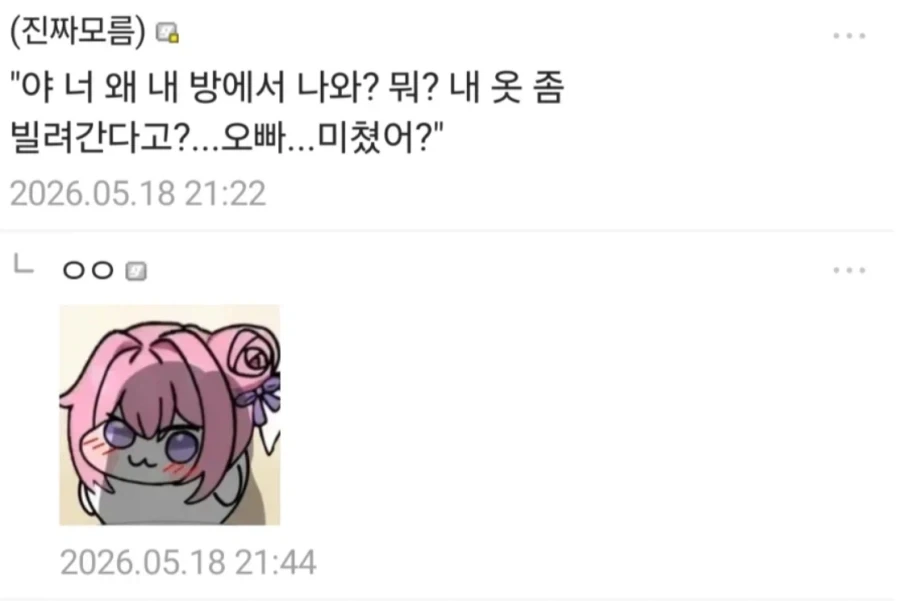 "여동생? 내 얼굴에 꼬추만 안달렸음ㅋㅋ" - 이미지 2