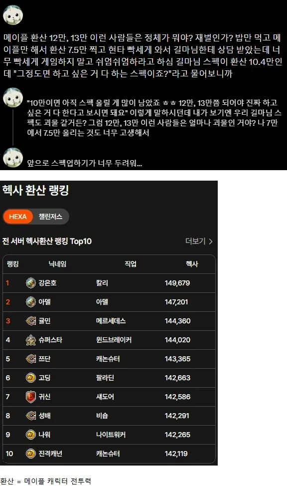 메이플하다가 현타가 온 사람