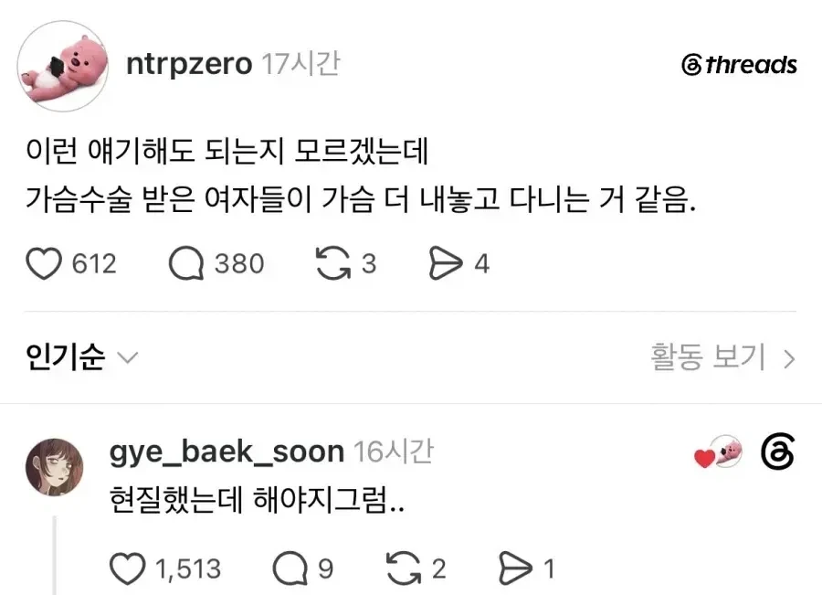 가슴 수술한 여자들이 더 노출하고 다니는 이유