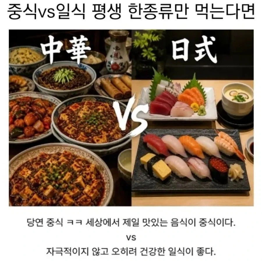 중식vs일식 평생 한종류만 먹는다면