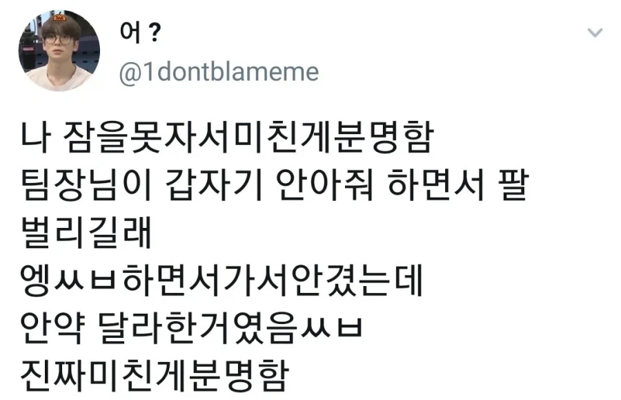 나 잠을 못자서 미친게 분명함.