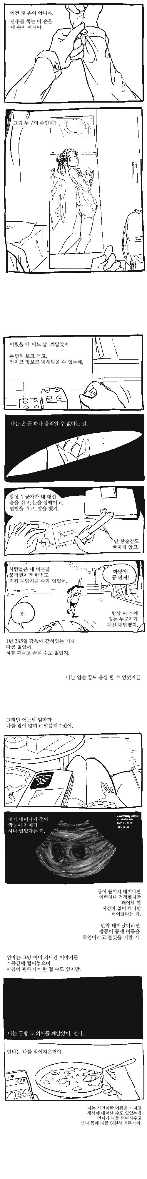 한 몸인 쌍둥이 만화.manga