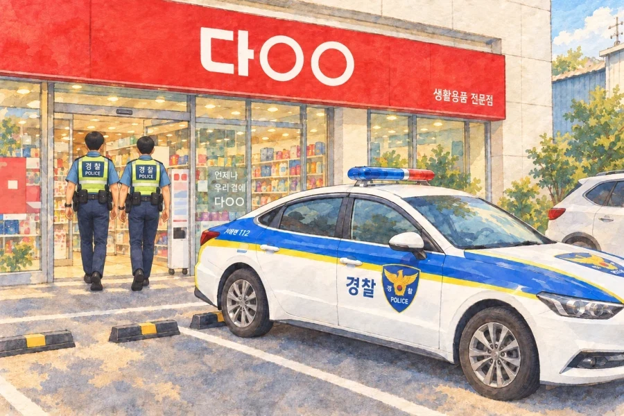 다이소에 경찰들이 방문
