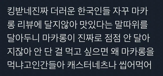 달지않은 마카롱에 분노한 사람