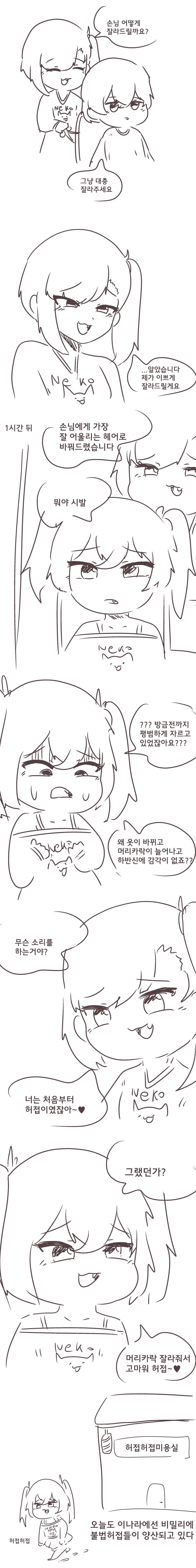 머리 대충 자르러 마용실 간 만화